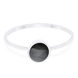 Petite Dainty Ring Round Simulated Black Onyx 925 Sterling Silver