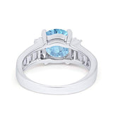 Engagement Baguette Stone Ring Simulated Aquamarine CZ 925 Sterling Silver
