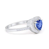 Halo Dazzling Heart Promise Ring Simulated Tanzanite CZ 925 Sterling Silver