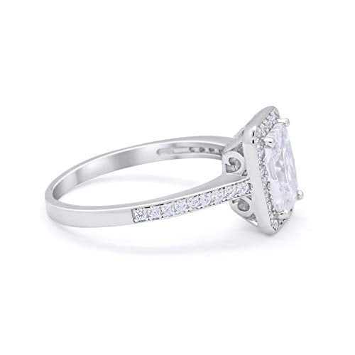 Wedding Bridal Ring Baguette Simulated Cubic Zirconia 925 Sterling Silver