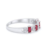 Eternity Baguette Ring Simulated Ruby CZ 925 Sterling Silver