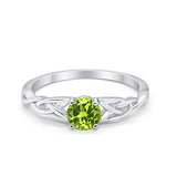 Celtic Trinity Engagement Ring Simulated Peridot CZ Solid 925 Sterling Silver