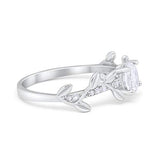 Floral Wedding Bridal Ring Simulated Cubic Zirconia 925 Sterling Silver