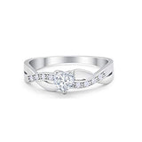 Accent Heart Shape Wedding Ring Simulated CZ 925 Sterling Silver