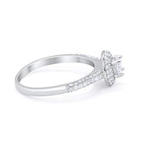 Vintage Style Halo Engagement Ring Simulated CZ 925 Sterling Silver