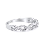 Half Eternity Infinity Twisted Ring Simulated Cubic Zirconia 925 Sterling Silver