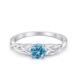 Celtic Trinity Engagement Ring Simulated Aquamarine CZ 925 Sterling Silver