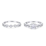 Two Piece Bridal Set Engagement Ring Simulated CZ 925 Sterling Silver