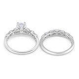 Two Piece Wedding Bridal Set Simulated Cubic Zirconia 925 Sterling Silver