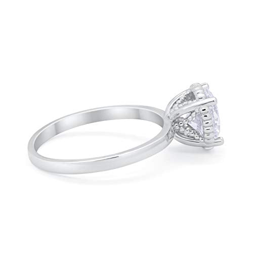 Solitaire Wedding Art Deco Bridal Ring Simulated CZ 925 Sterling Silver