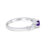 Petite Dainty Engagement Ring Marquise Simulated Amethyst CZ 925 Sterling Silver