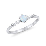 Petite Dainty Engagement Ring Marquise Lab Created White Opal 925 Sterling Silver