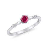 Petite Dainty Engagement Ring Marquise Simulated Ruby CZ 925 Sterling Silver