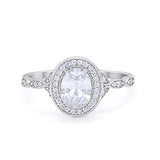 Vintage Style Oval Wedding Bridal Ring Simulated Cubic Zirconia 925 Sterling Silver