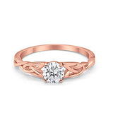 Celtic Trinity Engagement Ring Rose Tone, Simulated CZ Solid 925 Sterling Silver