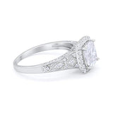 Cushion Wedding Bridal Ring Round Simulated Cubic Zirconia 925 Sterling Silver