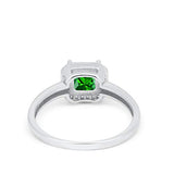 Halo Elegant 925 Sterling Silver Princess Cut  Simulated Green Emerald CZ Ring