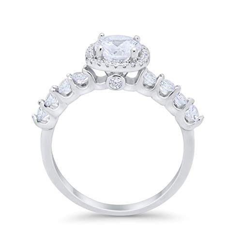 Accent Wedding Bridal Ring Simulated Cubic Zirconia 925 Sterling Silver