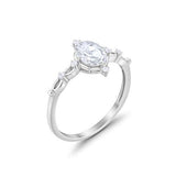 Dainty Oval Art Wedding Ring Simulated Cubic Zirconia 925 Sterling Silver