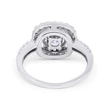 Solitaire Accent Halo Wedding Ring Round Simulated CZ 925 Sterling Silver