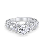 Art Deco Engagement Promise Ring Simulated Cubic Zirconia 925 Sterling Silver