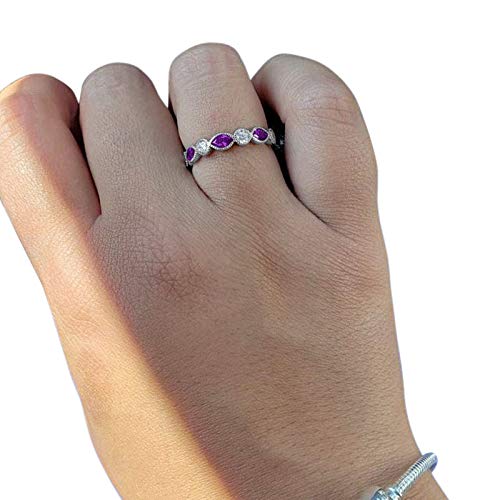 Eternity Style Marquise Ring Simulated Amethyst CZ 925 Sterling Silver