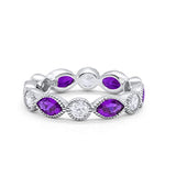 Eternity Style Marquise Ring Simulated Amethyst CZ 925 Sterling Silver