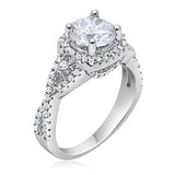 Infinity Shank Engagement Ring Round Simulated CZ 925 Sterling Silver