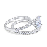 Two Piece Engagement Ring Asscher Cut Simulated CZ 925 Sterling Silver