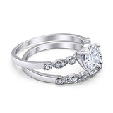 Round Art Deco Engagement Piece Ring Simulated CZ 925 Sterling Silver