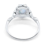 Antique Style Oval Engagement Ring Lab White Opal 925 Sterling Silver