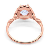 Antique Style Oval Engagement Ring Rose Tone, Simulated CZ 925 Sterling Silver