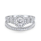 Two Piece Wedding Promise Ring Simulated Cubic Zirconia 925 Sterling Silver
