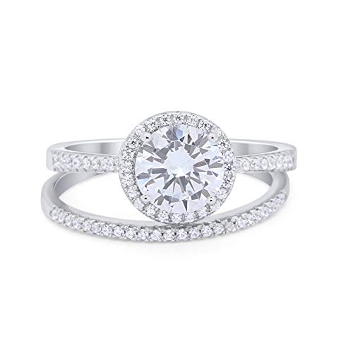 Two Piece Bridal Wedding Ring 925 Sterling Silver Simulated CZ