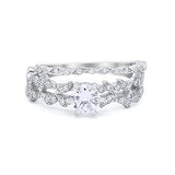 Art Deco Engagement Ring Round Piece Simulated Cubic Zirconia 925 Sterling Silver