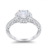 Filigree Engagement Bridal Ring Simulated Cubic Zirconia 925 Sterling Silver