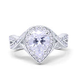 Teardrop Engagement Bridal Ring Simulated CZ 925 Sterling Silver