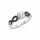 Infinity Shank Solitaire Accent Engagement Ring Simulated CZ 925 Sterling Silver
