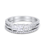 Stone Princess Cut Simulated CZ Wedding Ring 925 Sterling Silver