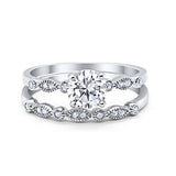 Round Art Deco Engagement Piece Ring Simulated CZ 925 Sterling Silver