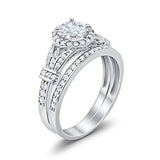 Two Piece Wedding Promise Ring Simulated Cubic Zirconia 925 Sterling Silver