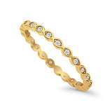 Full Eternity Stackable Ring Yellow Tone, Simulated CZ 925 Sterling Silver