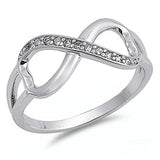 Infinity Crisscross Round Simulated Cubic Zirconia Promise Ring 925 Sterling Silver