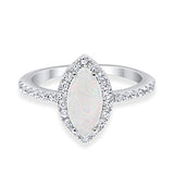 Fashion Engagement Ring Marquise Created White Opal 925 Sterling Silver