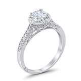 Halo Engagement Promise Ring Round Simulated Cubic Zirconia 925 Sterling Silver