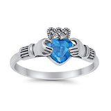Halo Split Shank Vintage Style Simulated Blue Topaz CZ Engagement Bridal Ring 925 Sterling Silver