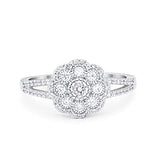 Antique Style Engagement Ring Round Simulated CZ 925 Sterling Silver