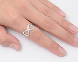 Infinity Crisscross Round Simulated Cubic Zirconia Promise Ring 925 Sterling Silver