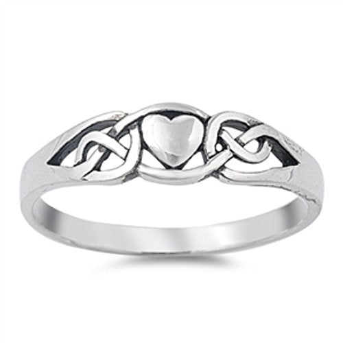 Petite Dainty Heart Claddagh Promise Ring Band 925 Sterling Silver