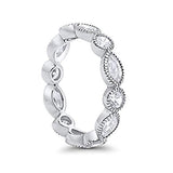 Eternity Style Ring Marquise Simulated Cubic Zirconia 925 Sterling Silver